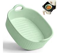 Plat à gratin en céramique pour Airfryer et four, 650 ml, avec chaleur uniforme, passe au lave-vaisselle et empilable, moules en céramique avec poignées, four et micro-ondes (vert)