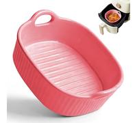 Plat à gratin en céramique pour Airfryer et four, 650 ml, avec chaleur uniforme, passe au lave-vaisselle et empilable, avec poignées, four et micro-ondes (rouge)