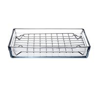 Plat à gratin en verre avec grille de barbecue en métal (2 pièces) | Rôtissoi...