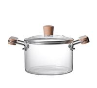 Plat à gratin en verre transparent, avec couvercle poignées résistantes à la chaleur cuisinière induction de grande capacité cuisinières gaz feu ouvert for soupe, le lait(3.5l)