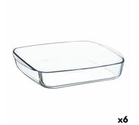 Plat À Gratin Ô Cuisine Carré 25 X 22 X 5 Cm Transparent Verre (6 Unités)