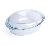 Plat à gratin ovale en verre trempé avec couvercle en verre trempé pour four, congélateur et lave-vaisselle - 5 litres