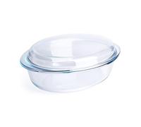 Plat à gratin ovale en verre trempé avec couvercle en verre trempé pour four, congélateur et lave-vaisselle - 3,4 litres