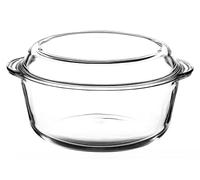 Plat à gratin Rond 3,15 L en Verre avec Couvercle Cocotte Bol Coque Bol Verre