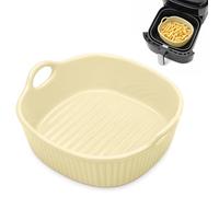 Plat à gratin rond en céramique pour friteuse à air chaud 18,5 x 16,5 x 5,5 cm | Moule à lasagnes et à lasagnes coloré | Moule en céramique avec poignées pour four à micro-ondes (gel de lait 650 ml)