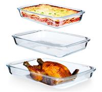 Plat à gratin verre 1.6/2.2/3L 3 pcs plat four lasagnes cuisson rôtir