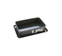 Zenker 7021 Plat à gratin rectangulaire avec charnière, plat à lasagnes, plat four rectangulaire, moule à charnière, moule à gâteaux, Acier, 33 x 22,5 x 7 cm, Noir/Métallique