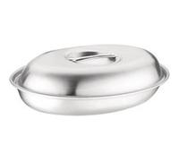Plat à légumes en inox ovale 210 x 300 mm OLYMPIA Gris G