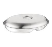 Plat à légumes ovale en inox 2 compartiments 180 x 252 x 42 mm Olympia Gris G