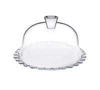 Pasabahce A&R Plat Présentoir à Pâtisserie en Verre Transparent avec Cloche en Verre