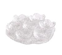 Plat à pétales en verre de fleur 7 pièces avec assiettes Plats collation cristal Bols sauce texture martelée faits la main for le thé l'après-midi Services de traiteur(Transparent)