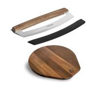Plat à Pizza en Bois d'Acacia & Coupe pizza- Planche à decouper pour Pizza - Plateau Bois pour Pizza à Utiliser comme Plat à Tarte, Plateau Fromage, Planche à Pain
