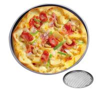 Plat à pizza rond, plat à pizza avec trous, Plat à pizza rond avec trous perforés pour four, Poêle de cuisson saine pour four, bac à légumes en acier pour la cuisine domestique, feuille de service ron