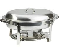 Plat à Réchaud Ovale De 6 litres, Ensemble De Réchauds pour Buffet avec Récipient pour Aliments, Récipient pour Eau, Cadre, Couvercle Et Support pour Combustible, Plateau De, Silver