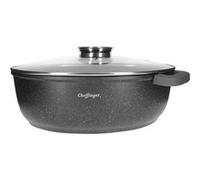 Cheffinger Plat à Rôtir 38 cm Revêtu en Marbre avec Couvercle en Verre Noir