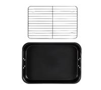 Plat à rôtir à dinde de 38,1 cm avec grille en forme de V et plateau en acier au carbone pour Thanksgiving, Noël