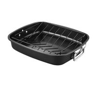 Plat à rôtir à dinde de 43,2 cm avec grille en forme de V en acier au carbone robuste pour four avec poignées
