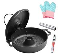 Plat à rôtir avec couvercle en fer pour patates douces avec clip et gants | Poêle pour four, cuisinière, maison, cuisine, patate douce, maïs, légumes, repas, dîner