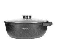 Cheffinger Plat à Rôtir 38 cm Revêtu en Marbre avec Couvercle en Verre Noir