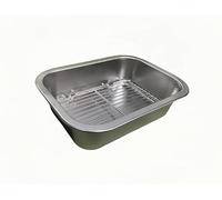 Plat à rôtir en acier inoxydable de 25,4 x 58,4 cm avec grille - Plat à four robuste pour la dinde et les aliments au barbecue, bord profond, passe au lave-vaisselle, idéal pour cuisiner, griller et