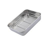 Plat à rôtir en acier inoxydable de capacité avec grille pour une cuisson uniforme, durabilité et résistance à la rouille, ensemble de supports pour plaques de cuisson en acier inoxydable, à de