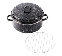 Plat à Rôtir Ovale Noir en Émail, Cocotte Multifonction pour Cuisson | Résistant à Chaleur, Fond Anti-usure, Chauffe Uniforme, Usage Quotidien Cuisine et Barbecue