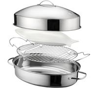 Plat à rôtir, Plat à rôtir ovale avec grille et couvercle - Plat à poisson ovale multi-usage en acier inoxydable for four hollandais, dinde, poulet, idéal for les rôtis tendres, les plats profonds et