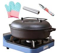 Plat à rôtir pour four avec couvercle - Casserole en fer avec clip et gants | Poêle de cuisson | pour la maison, la cuisine, les patates douces, le maïs, le barbecue, les légumes, les repas