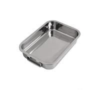 Plat à rôtir profond en acier inoxydable avec grille pour cuisson au four et rôtir - 39 x 28 x 6 cm - Plat robuste - Poli miroir - Lave-vaisselle S (25 x 18 x 5 cm)