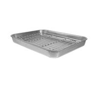 Plat à rôtir rectangulaire en acier inoxydable, plateau de filtre huile fond plat, grille four cuisson, gril, la friture pour Cuisine