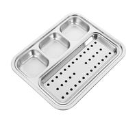 Plat À Sauce Divisé, 240g Acier Inoxydable Assiette D'assaisonnemen | Plateau À Vinaigrette 4 Compartiments - Prévention Du Mélange Des Saveurs | Pour Camping Apéritif Sushi Snacks