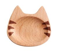 Plat À Sauce En Forme De Chat, Base Antidérapante, 7x6,6x1 Cm, Bol À Nourriture En Bois En Forme De Chat, Plat D'alimentation, Utilisation Polyvalente, Idéal Pour La Nourriture, Les Fruits Ou Les Trem