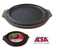 Plat À Servir Rond Ilsa En Fonte Émaillée Avec Base En Bois Ronde Résistante