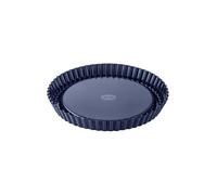 Dr.Oetker Moule à Tartes 28 cm, Plat à Quiches, Plat à Tarte Renversée en Acier Émaillé Bleu