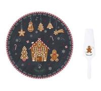 EASY LIFE COFFRET PLAT A TARTE D32CM AVEC PELLE EN PORCELAINE R1112#GING