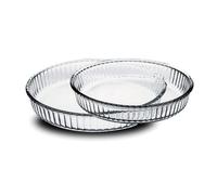 Plat à tarte - JUANIO - Rond - Lot de 2 - Verre résistant four & réfrigérateur - Diamètres 32/26 cm