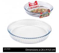 Plat à Tarte Verre BORCAM Dia.26 cm - Moule à Tarte Verre Borosilicaté - 26 x 2 26 x 26 x 4,5 cm
