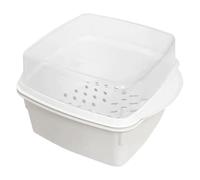 Plat à vapeur pour aliments - Cuiseur à micro-ondes - Plateau durable résistant à la chaleur - Couvercle ventilé - Réservoir à vapeur en plastique et propre pour riz, brocoli, brocoli - Brocoli