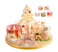 Plat Apéritif de Noël avec 5 Verres Décoratifs et Sapin en Bois - Set Apéritif Chic Motif Casse-Noisette - Vaisselle de Noël - Service Apéro Festif et Idée Cadeau