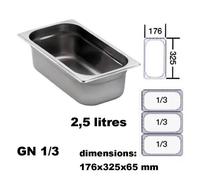 Plat bain marie GN 1-3 - LACOR - profondeur 6,5 cm - Gris