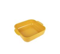 PEUGEOT - Plat Four En Céramique Carré - 28 cm (anses comprises) x 23,7 cm x 7,2 cm - Contenance : 2,7 L - Garanti 10 Ans - Fabrication Française - Coloris Jaune Safran