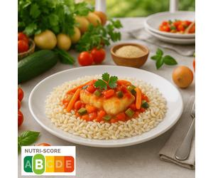 Plat cuisiné Colin à la Méditerranéenne et son riz MD 280g
