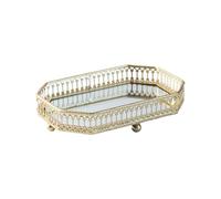 Plat d'affichage en miroir - Support fourre-tout réfléchissant chic avec bords surélevés, support d'accessoires de vitrine de comptoir de boutique pour bagues, boucles d'oreilles, colliers, articles d