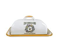 plat de beurre en céramique, Beurrier blanc avec couvercle et for établi de cuisine, bouilloire en émail