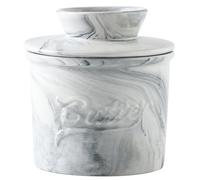 Plat de beurre français | de beurre en céramique avec couvercle | Conteneur de préserver en marbre | Porte-beurre décoratif pour les repas en famille, dîners, pique-nique, vacances,