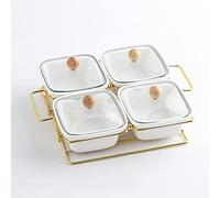 Plat de bonbons de boîte à collation, assiette de fruits secs aux noix de collation, couvercle en verre, assiette de salon, assiette en céramique avec couvercle, assiette de grille en fer, assiette de