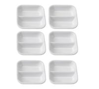Plat de Collation en Céramique Blanche à Deux Compartiments | Design Japonerie Simple, Fond Plat Stable, Surface Émaillée Résistante aux Rayures, pour Sushi et Voyage