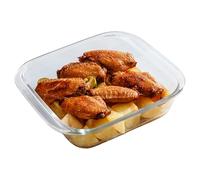 Plat de cuisson en verre, 8x7x2 résistant à la chaleur carré jusqu'à 400 ° C Verre ustensine pour la friteuse air, Cuisine au four micro-ondes