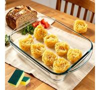 Plat de cuisson en verre 9 x 13, plat de cuisson de 3 litres avec poignées, cocotte rectangulaire en verre for la cuisson, la cuisine, les lasagnes, passe au micro-ondes et au lave-vaisselle