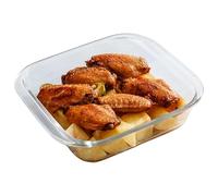 Plat de cuisson en verre carré, 20 x 18 x 5 cm, résistant à la chaleur jusqu'à 400 °C, pour friteuse air et four micro-ondes.